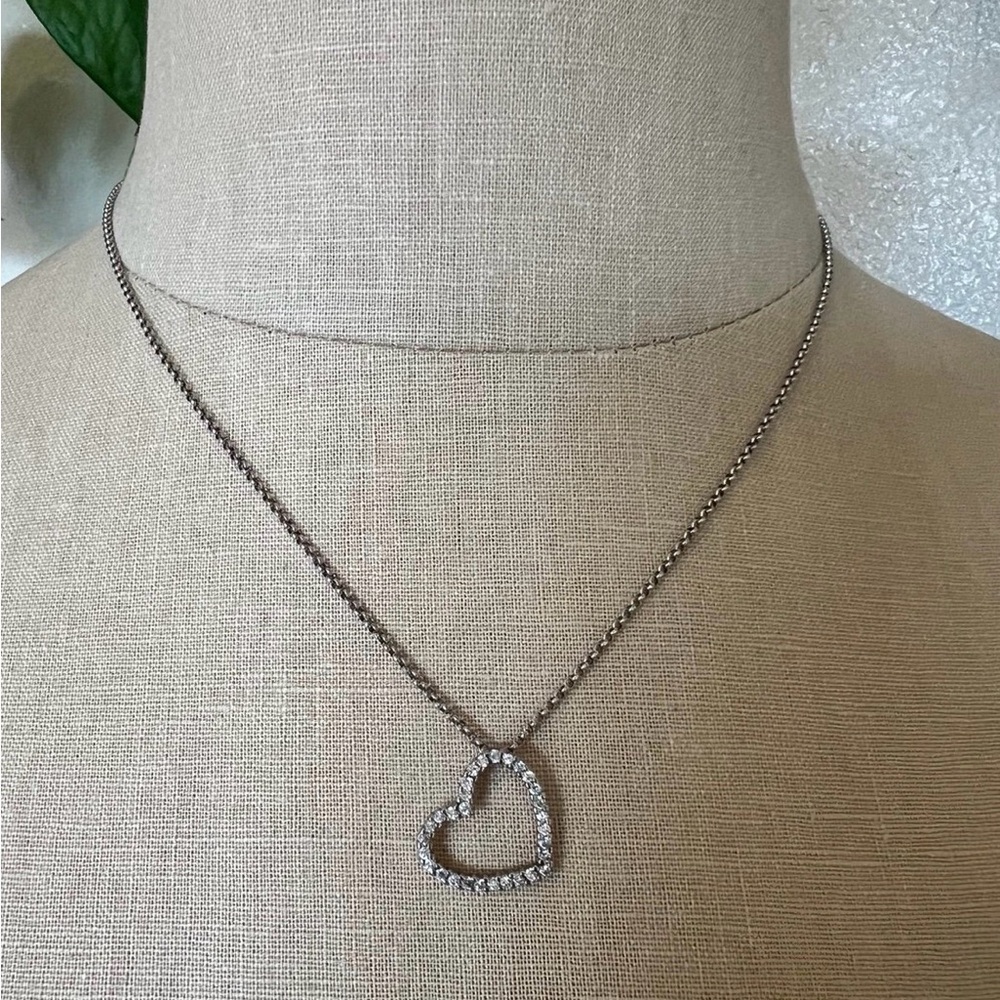 Sterling Silver 925  Heart Necklace with CZ stones - Picture 3 of 3